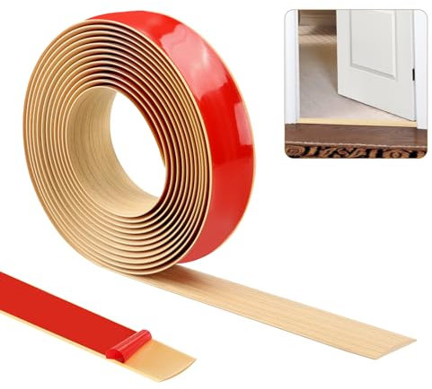 500cm×5cm Tira de umbral, Tiras de moldura de puerta, Tiras de transición de piso, Tira divisoria de puerta de piso autoadhesiva, Tira de moldura de borde de piso(grano de roble)