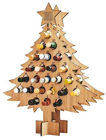 Generisch WeinregalGestell Weihnachtsbaumhalter Flaschenregal Countdown-Kalender Weihnachtsständer Heimdekoration Aufbewahrung (Farbe: A)
