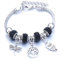 LuLiyLdJ Damenarmband, Edelstahlkettenarmband, mit Perlen und Kristallanhänger (B)