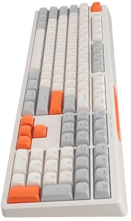 RGB Backlit Keyboard, Gaming Keyboard Silent 108 Keys for Office (Grey White Orange)