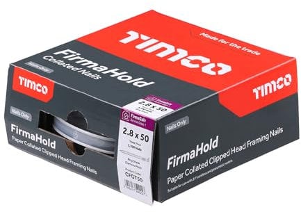 Firmahold Gun Nails Without Gas Framing fit Paslode IM350 + 50mm 63mm 75mm 90mm (Galvanised, 2.8x50-1100pcs)