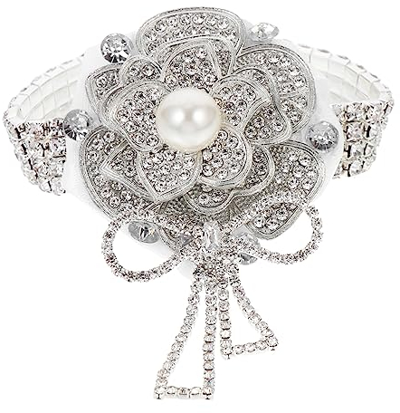 ULDIGI Prom Wrist Corsage Rhinestone Prom Flower Bracelet Wrist Flower Prom Corsage Wrist Corsage
