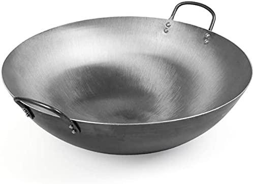 Wok Big Heavy Wok im Kanton-Stil aus handgehämmertem Karbonstahl (runder Boden) – Topfdurchmesser: 40 cm