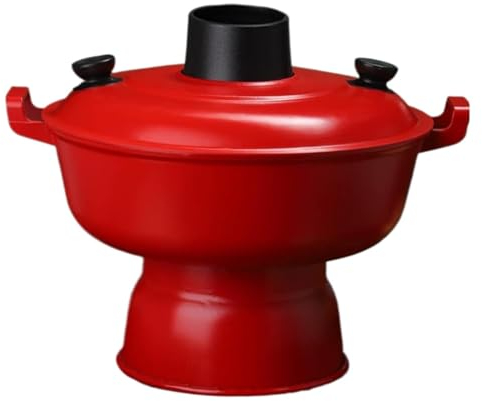 RajoNN Holzkohle-Shabu-Kupfer-Hot Pot, Outdoor-Kochtopf, Kochgeschirr, Picknickherd, chinesisches Fondue, Schmortopf, Käsefondue, Suppentopf für Zuhause/Restaurant/Party