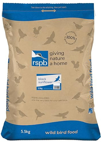 RSPB - Black Sunflower Seeds Bird Food - High Energy and Protein, Wild Bird for Small Birds, Made in the UK, Suitable for Year-Round Feeding (5.5kg)