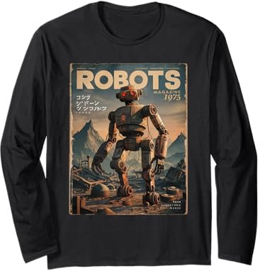 Fantasy Robot Retro Vintage 70s Magazin Graphic Japanese Long Sleeve T-Shirt