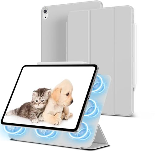 ZOYU Magnetische Hülle für iPad 11. Generation (A16) 11 Zoll 2025, iPad 10. Generation 10,9 Zoll, 2022, Schlanke Dreifach Gefaltete Standhülle mit Auto Wake/Sleep, Grau