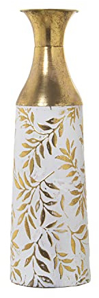 JARRÓN METAL DORADO/BLANCO_°17X54CM