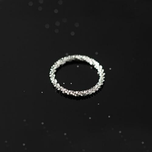 925 Sterling Silber Bling Sternenhimmel Weich Dünn Zierlich Midi Knuckle Pinky Ring A3159-2-Silber