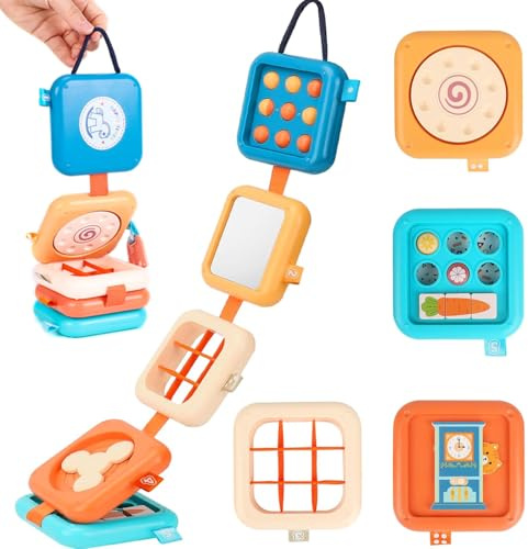 Toddler Travel Toys,Activity Cube,Baby Busy Board,Travel Toys for Toddlers on Plane, Montessori Activity toys, Baby Busy Cube,Sensory Educational Developmental Learning Toys for Boys Girls Gift