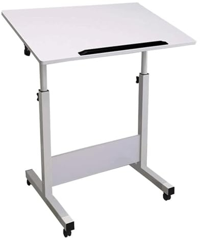 Höhenverstellbarer Roll-Laptop-Schreibtisch, mobiler Nachttisch mit 4 Rollen, vielseitiges Sitz-/Steh-Tablett für Zuhause, Büro, Arbeitszimmer und Gaming