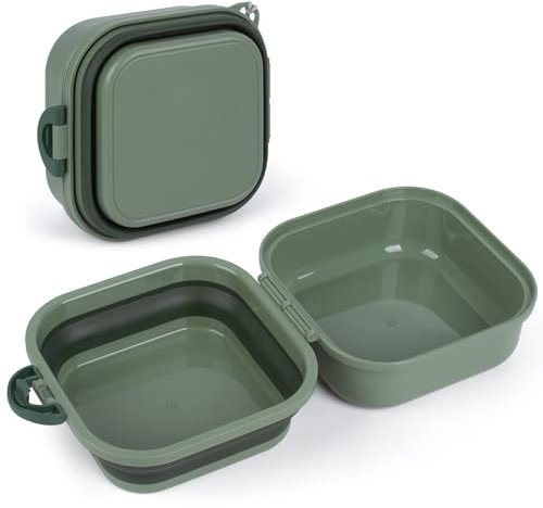 Collapsible Dog Bowl 2-in-1, Portable Travel Food & Water Feeder with Removable Divider, Foldable Silicone Design with Carry Sling Rope for Walks, Camping and Hiking - Large