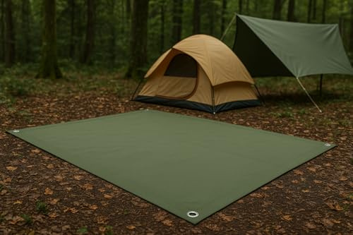 Heavy Duty Canvas Tarp for Camping & Outdoor Shelter – Waterproof Groundsheet & Tent Cover – Durable Breathable Tarpaulin for Hiking, Travel, Rain Protection (Multiple Sizes) (Green, 7 x 8 ft)