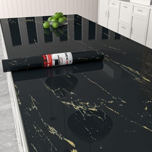 Decotalk Carta da Parati Marmo Rimovibile Pellicola Adesiva per Mobili Blu Scuro 40X300cm Pellicola Decorativa per Mobili Blu Cucina Armadio Rivestimento Scaffale Adesivo in Vinile Impermeabile