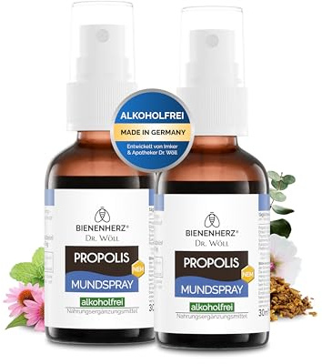Bienenherz® Propolis Spray alkoholfrei 2 x 30ml – ohne Alkohol & PAK – pflanzlich mit Honig, Eibisch & Thymian – geeignet für Kinder – entwickelt von Imker & Apotheker – Made in Germany