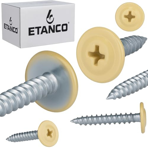 ETANCO GM-S selbstschneidende Blechschrauben Flachkopf 4,2 x 25 mm (RAL 1015 Hellelfenbein)