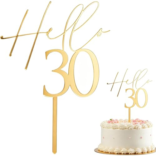 CRCFSUK 2 Stück Cake Topper 30 Geburtstag - Acryl Tortendeko, Gold Torten Deko, Kuchen Deko für Frauen Männer Geburtstagsfeier Party 30. Jubiläen