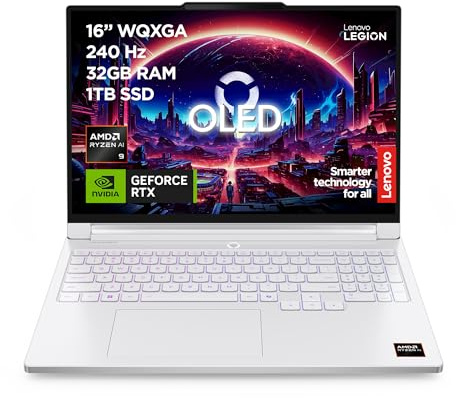 Lenovo Legion 7 Gaming AI Laptop | 16 WQXGA OLED 240Hz Display | AMD Ryzen AI 9 HX 470 | 32GB RAM | 1TB SSD | NVIDIA GeForce RTX 5060 | Windows 11 | QWERTZ | Glacier Weiss | 3 Monate GamePass