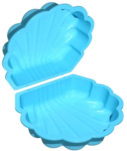 Sand- & Wassermuschel Kinder 2-teilig – Planschbecken & Sandkasten Muschel mit Deckel, Türkis mit Sternen, Garten Sandkasten für Kinder 1–6 Jahre, stabile Kunststoff Wassermuschel, ca. 87 x 77 x 19 cm
