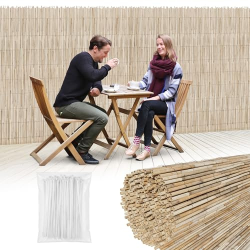 UISEBRT Brise-vue de jardin en roseau - 193 x 300 cm - En roseau naturel de 6 à 8 mm - Fil galvanisé de 0,5 mm - Jaune clair - Brise-vue pour balcon, terrasse, jardin, appartement de vacances