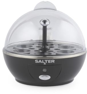 Salter Poach Boil & Pop Egg Cooker, 3 In 1, 6 Egg Capacity | 430W heating element, Includes measuring cup, Silicone omelette moulds, Poaching cups, Compact black finish, Easy clean