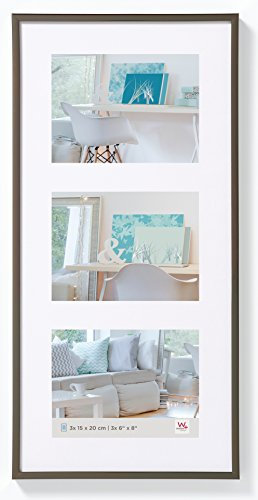 walther design Picture Frame Steel 3X 15x20 cm Gallery with PassepArtout, New Lifestyle Plastic Frame KV320D