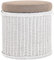 korb.outlet Rattan Bad Hocker Wäschekorb Rund Weiß mit Sitzfläche gepolstert Wäsche Korb mit Sitz Wäschesammler Badhocker