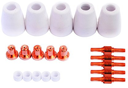 LCON40 s Lotos Rotfarbiger Plasmaschneider Verbrauchsmaterial, Elektroden-Topf und Ring, nur für Lotos Plasma-Schneider: Rot LT5000D, Rot oder Braun, 20 Pieces, Weiß/kupferfarben, 20