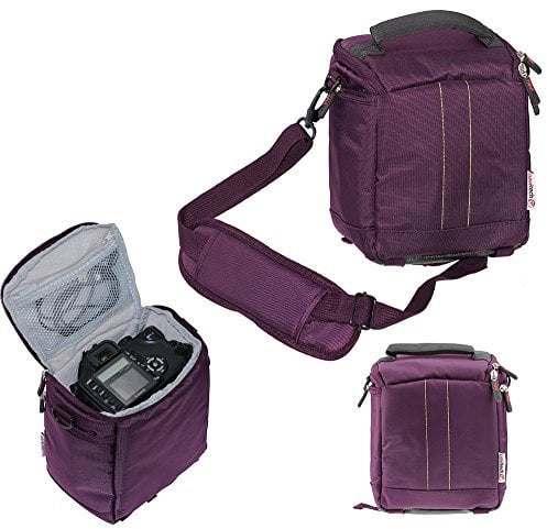 Navitech Purple DSLR & Lens Camera Bag Case for Nikon D3400 DSLR Camera with AF-P DX NIKKOR 18-55mm f/3.5-5.6G VR and AF-P DX NIKKOR 70-300mm f/4.5-6.3G ED