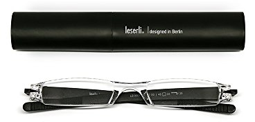 Kompakte leichte randlose Lesebrille Lesehilfe mit Etui vier Farben wählbar von leserli ® Lesebrillen (2.5, schwarz)