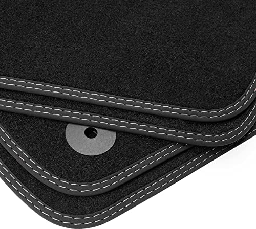 teileplus24 BDV713 Velours Fußmatten Doppelziernaht kompatibel mit Range Rover Evoque 2011-2018, Naht:2X Silber