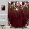 LIGHTINHOME Red Floral Shower Curtain 72x72 Inch Burgundy Flower Rose Golden Glitter Wedding Bridal Elegant Women Fabric Waterproof Bathroom Home Decor Set 12 Plastic Hooks