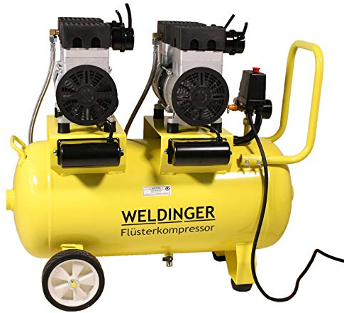 WELDINGER Flüsterkompressor FK 240 pro 2x980 W Luftabgabe 220 l/min ölfrei innenbeschichteter Tank 5 Jahre Garantie