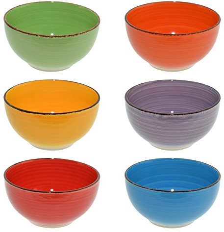 CREOFANT Juego de 6 cuencos de 650 ml · Juego de cuencos para cereales · Frutero sopero, ensalada, helado, cuencos de colores, cuenco de cerámica, cuenco de cerámica