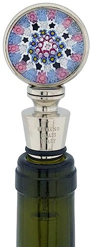 Glass Of Venice Murano Glass Millefiori Round Bottle Stopper - Pink