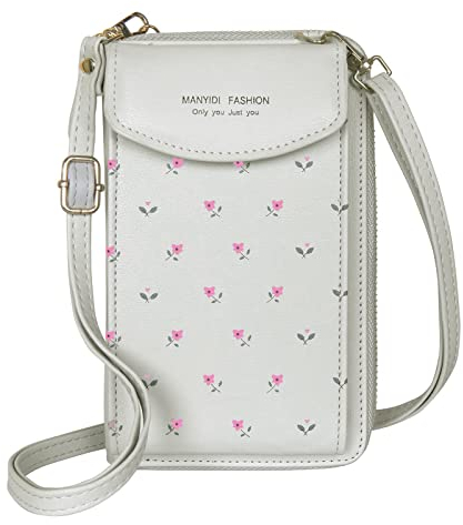 ANYWN Handy Umhängetasche Damen- Handytasche mit Geldbörse zum umhängen Damen Schultertasche Klein reisepass Handytasche mit Kartenfächer Verstellbar Abnehmbar Schultergurt für Handy unter 6.5‘‘ Grau