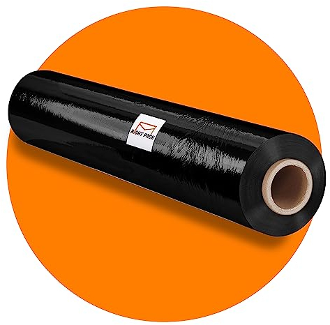 Schrumpffolie für Amazon-Paletten, strapazierfähig, dehnbar, 400 mm x 170 m x 23 m, rechte Packung, Schwarz, 1 Stück