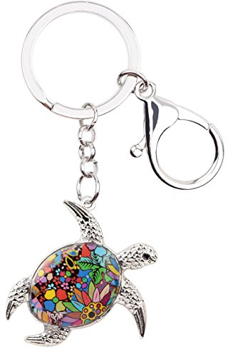 NEWEI Porte Clés Tortue de Mer en Alliage Métallique Porte Bonheur pour Femme Filles Accessoires Cadeaux (Multicolore)