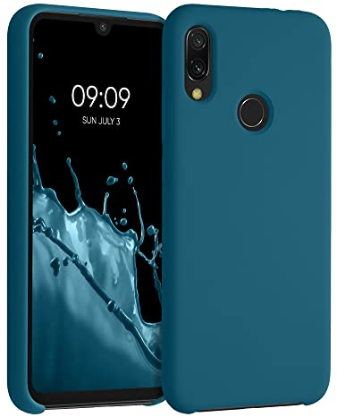 kwmobile Hülle kompatibel mit Xiaomi Redmi Note 7 / Note 7 Pro Hülle - Silikon Handy Case - Handyhülle weiche Oberfläche - kabelloses Laden - Petrol matt