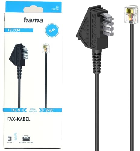 Hama Telefon (analog) Anschlusskabel [1x TAE-N-Stecker - 1x RJ11-Stecker] 6m Schwarz