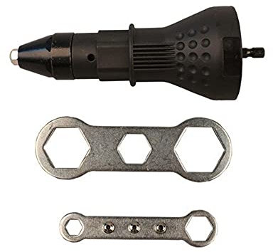 1/4 Sechskantschaft Blindnietpistole Adapter für Akku-Elektrobohrmaschine Einsatzmutter Werkzeugsatz (Schwarz)