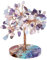 Nupuyai Kristall Edelstein Baum mit 7 Chakra Steine Harzbasis, Kupferdraht Geldbaum Feng Shui Bonsai Baum des Lebens Deko für Zuhause, Büro und Glück (Amethyst,Rosenquarz, Aquamarin)