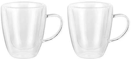 KASANOVA Set 2 Mug 260 ml in Vetro borosilicato Trasparente Tavola,tè e caffè