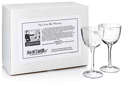 HISTORY COMPANY 1934 Nick & Nora Crystal Cocktail Coupette-Style Glass 2-Piece Art Moderne-Inspired Cocktail Glass (Gift Box Collection)