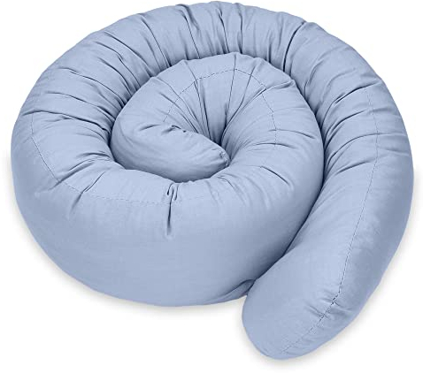 Totsy Baby Seitenschläferkissen Bettschlange Body Pillow 200 cm Baumwolle - Kopfkissen lang Bettrolle Schlafkissen Nackenrolle Kissen Schmutziges Blau