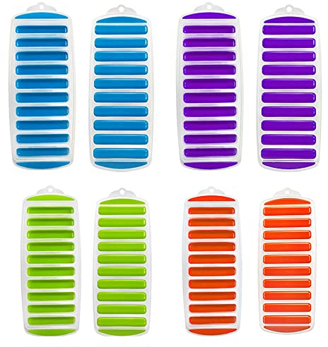 Belons Lot de 4 bacs à glaçons en silicone avec couvercle amovible, faciles à démouler, réutilisables, longs moules à glaçons cylindriques pour bouteille d'eau, whisky, cocktail