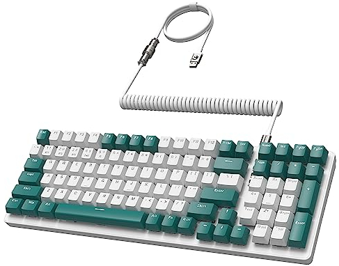 MAMBASANKE K6 Pro 96% 3 Modi Mechanische Gaming-Tastatur Hot Swap 4000 mAh 2,4 GHz/Bluetooth 5.0/kabelgebundene Tastatur mit spiralförmigem USB-Kabel Typ-C 9 RGB Blauer Schalter-Grün