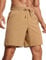 CRZ YOGA Herren Sports Shorts Schnelltrocknend Fitness Kurz Hose Laufshorts mit Taschen - 18cm Khaki-Sand M