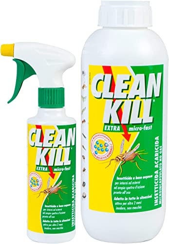 Kit Biokill Insetticida Ecologico Clean Kill Extra Micro Fast No Gas a Base Acquosa 1x Flacone Spray da 375ml + 1x Ricarica da 1 Litro Bio Kill