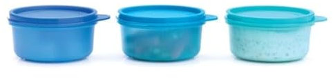 Tupperware Lot de 3 mini gobelets en plastique pour réfrigérateur Bleu 200 ml